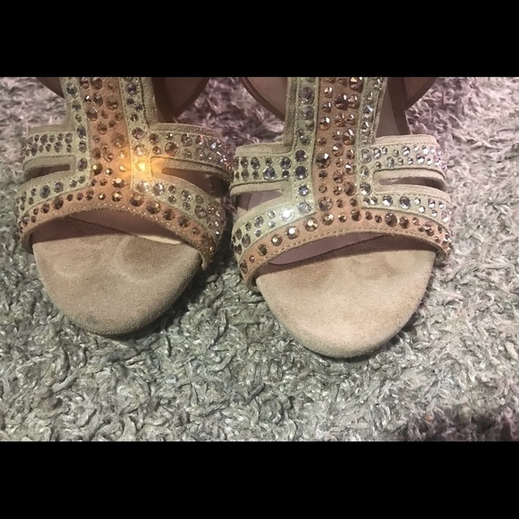 Casadei womens open toe leather heels size 7 Rhinestones - Picture 11 of 14